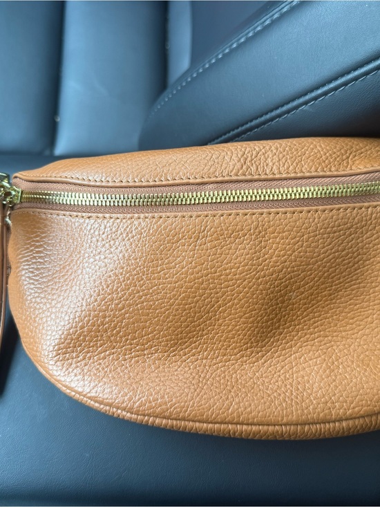 Quince Handbags - Quince Pebbled Leather Zip Belt Bag in Cognac